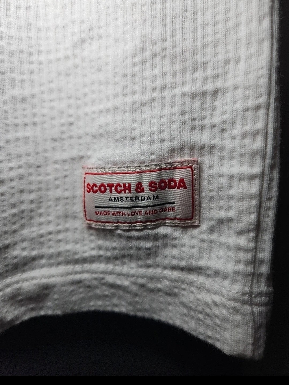 Scotch & Soda Cream Textured Short-Sleeve Crew Neck Shirt Size Small - Picture 4 of 6